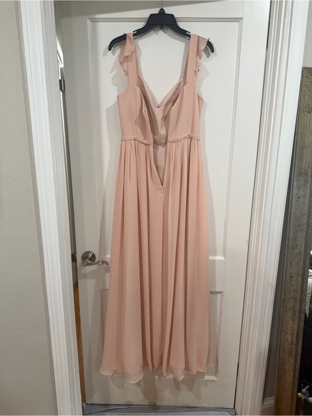 Azazie Blush Maxi Dress with Ruffle Straps - Picture 4 of 9
